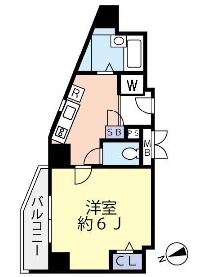 グランヴァン戸越銀座(1K/11階)の間取り写真