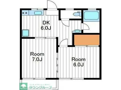 PLAGE(2DK/1階)の間取り写真