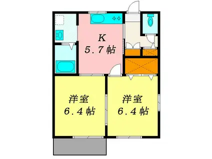 サンヴィレッジ A(2K/2階)の間取り写真