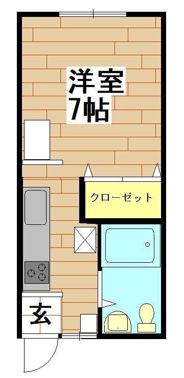 ドットミサワV(1K/1階)の間取り写真