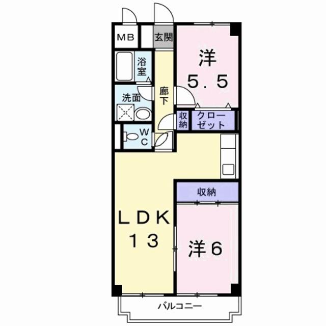セピア辻井横小路(2LDK/1階)の間取り写真