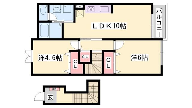 ピュアメゾン(2LDK/2階)の間取り写真