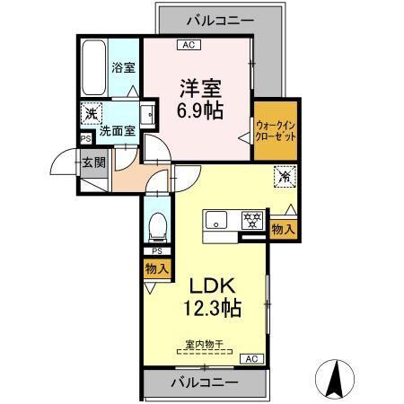 D-HILLS中田町(1LDK/3階)の間取り写真