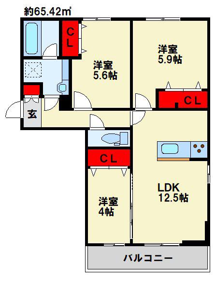 アークパルシモン(3LDK/2階)の間取り写真