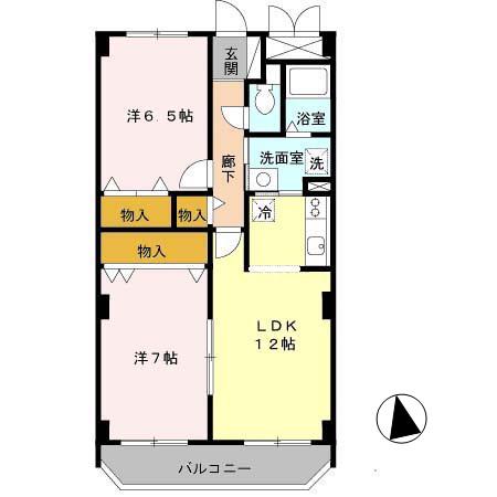 エルロード住吉7号館(2LDK/3階)の間取り写真