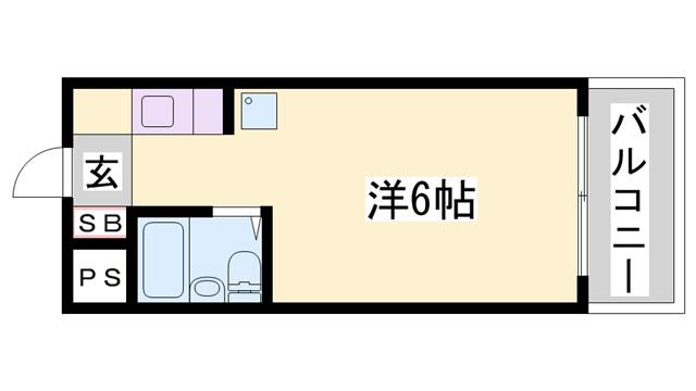 サニーパレス保城(1K/4階)の間取り写真