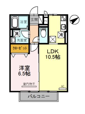 コージーコート(1LDK/1階)の間取り写真