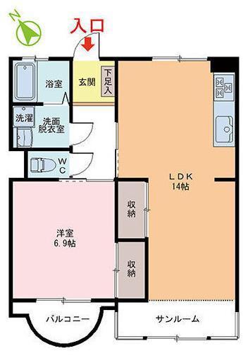 レジデンス大地(1LDK/2階)の間取り写真