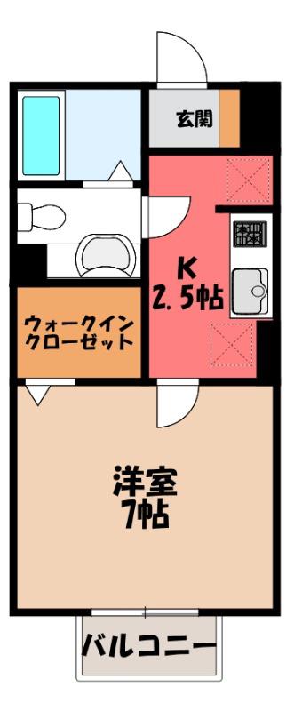 ドミトリー(1K/2階)の間取り写真