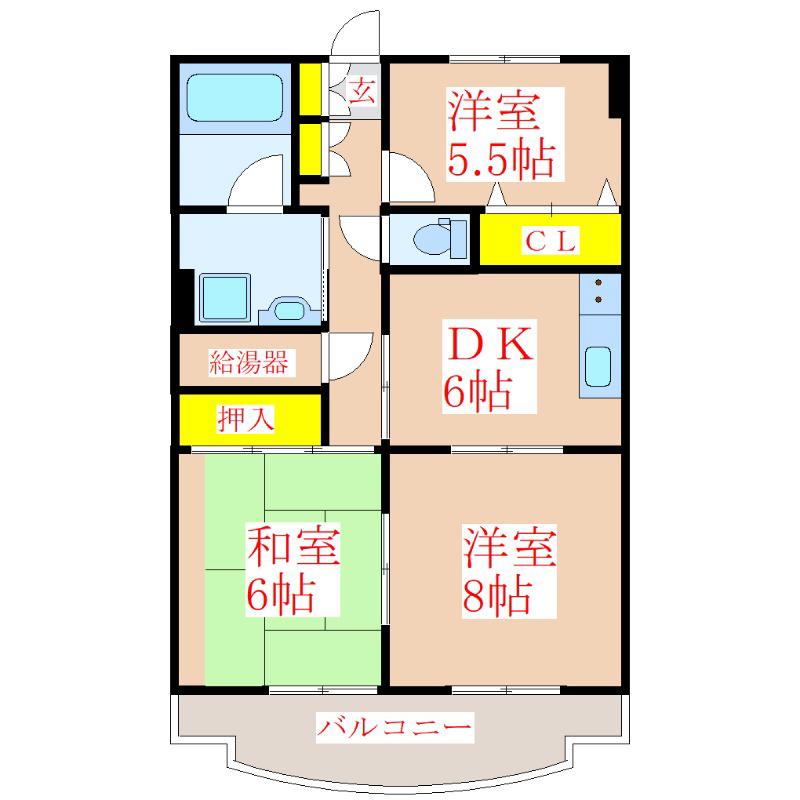 QL2000(3DK/3階)の間取り写真