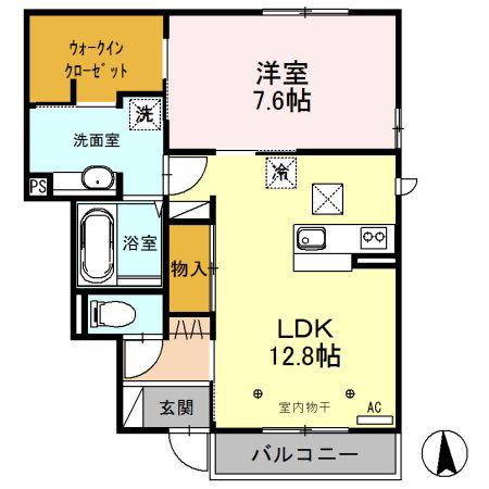 サンモール A(1LDK/1階)の間取り写真
