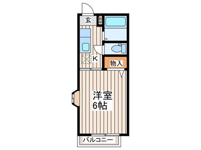 コートハウス2(1K/2階)の間取り写真
