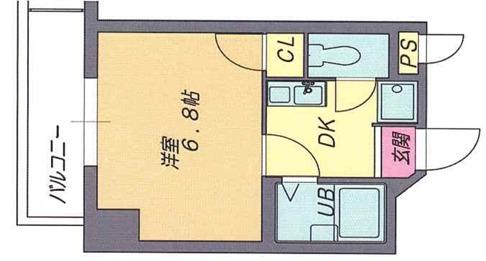 ゆずり葉(1K/6階)の間取り写真