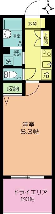 プレステージ飛翔(1K/1階)の間取り写真