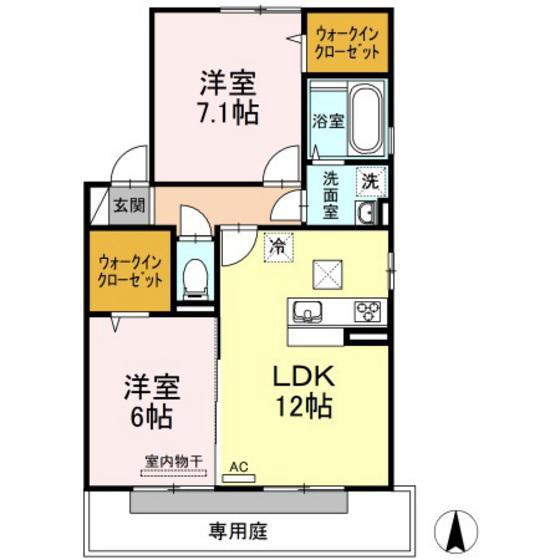 第1ジュネス芳泉(2LDK/1階)の間取り写真