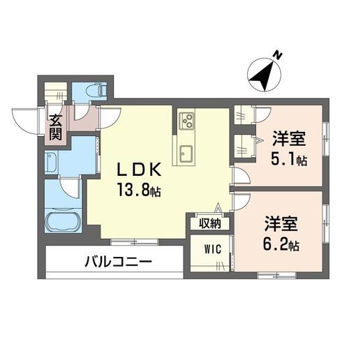 シャーメゾンMIU I(2LDK/2階)の間取り写真