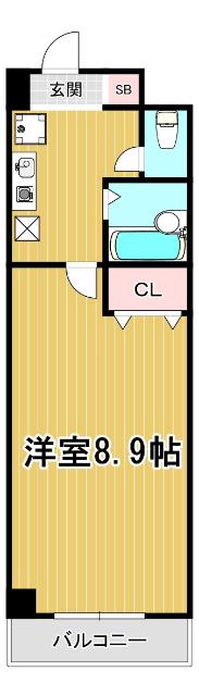 アルビオン新北野(1K/1階)の間取り写真