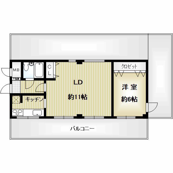フェリーチェ西神(1LDK/8階)の間取り写真
