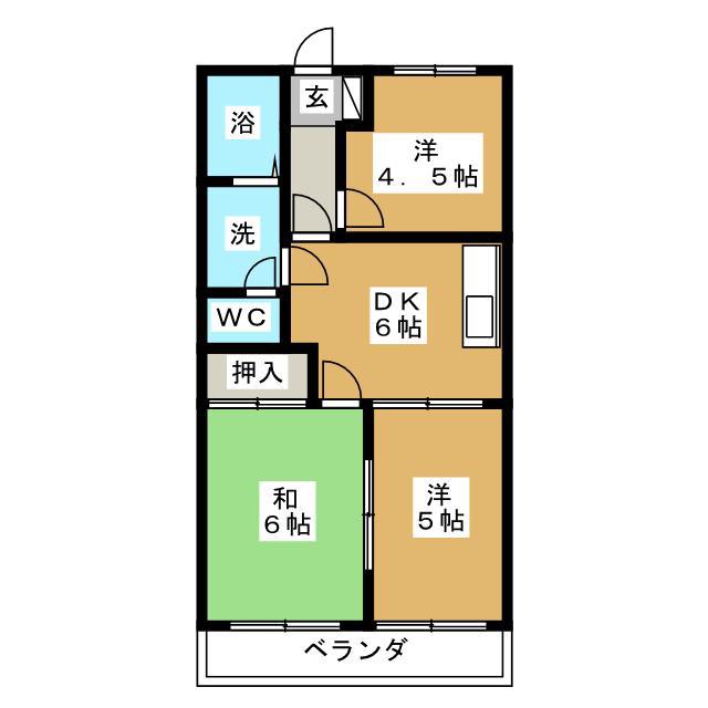 サンフォレスト百合沢(3DK/1階)の間取り写真