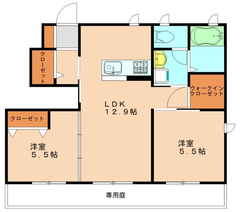 シャーメゾン 舞(2LDK/1階)の間取り写真