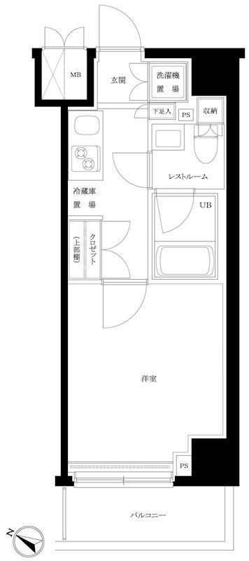ルーブル川崎貝塚弐番館(1K/7階)の間取り写真