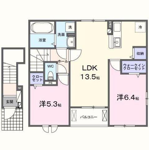 キャメロット(2LDK/2階)の間取り写真