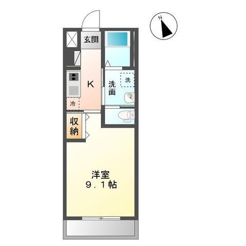 アラベスク(1K/2階)の間取り写真
