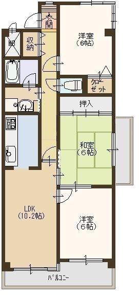 パークサイド・ナガイ(3LDK/3階)の間取り写真