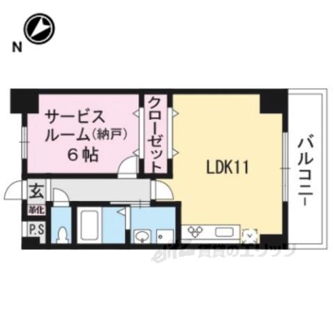 グランヒル吉祥院(1LDK/2階)の間取り写真