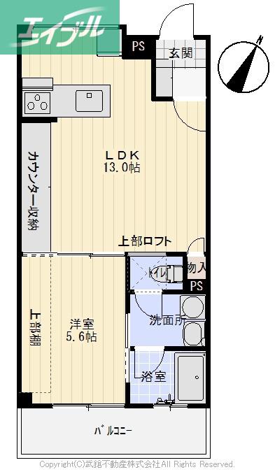 TAKE FIVE B(1LDK/3階)の間取り写真