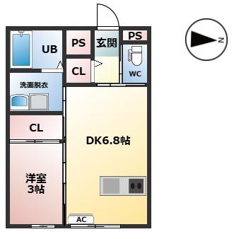 HARU7(1DK/1階)の間取り写真