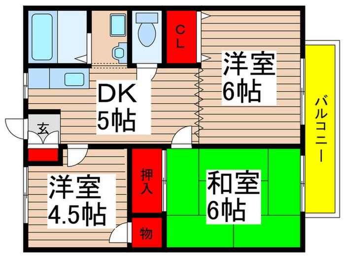 シティパレスII(3DK/2階)の間取り写真