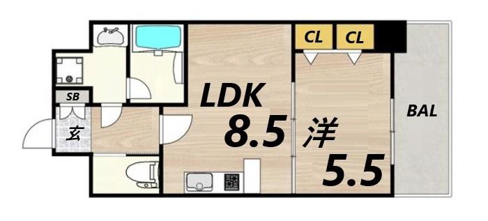プレジオ神戸ウエスト(1LDK/6階)の間取り写真