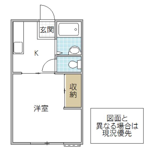 千波ビューハイツ(1K/1階)の間取り写真