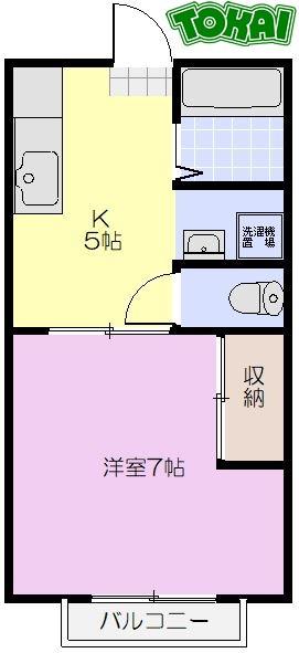 ダンケタカミヤI(1K/2階)の間取り写真