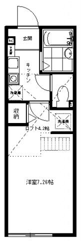 クリスタ生田(1K/1階)の間取り写真