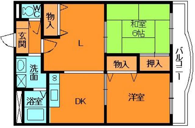 グランシャリオ(2LDK/2階)の間取り写真