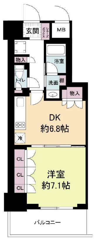ルネフラッツ谷町四丁目(1DK/11階)の間取り写真