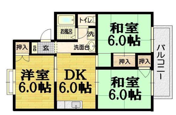 オレンジハイツ(3DK/1階)の間取り写真