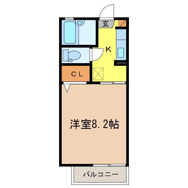 ディアスりんどうA棟(1K/1階)の間取り写真