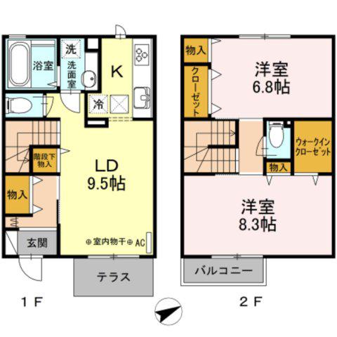 MAISONETTEコウリョウ鎌倉山(2LDK/1階)の間取り写真