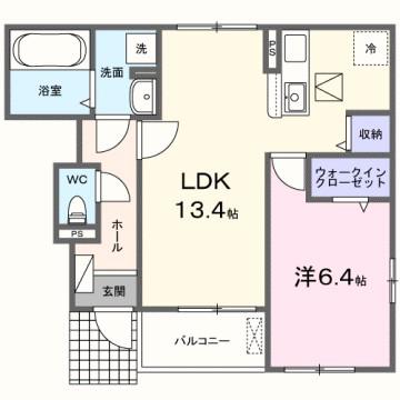 ルミエール 加古川(1LDK/1階)の間取り写真