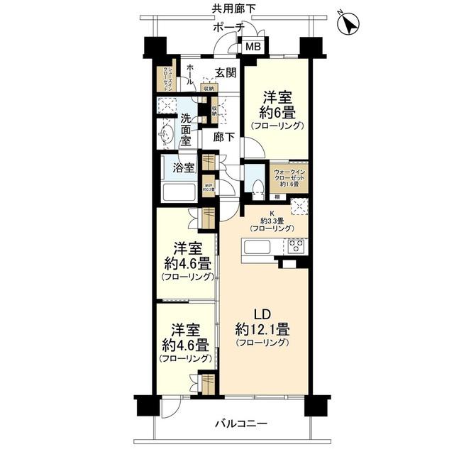 グレーシア横浜小机(3LDK/4階)の間取り写真