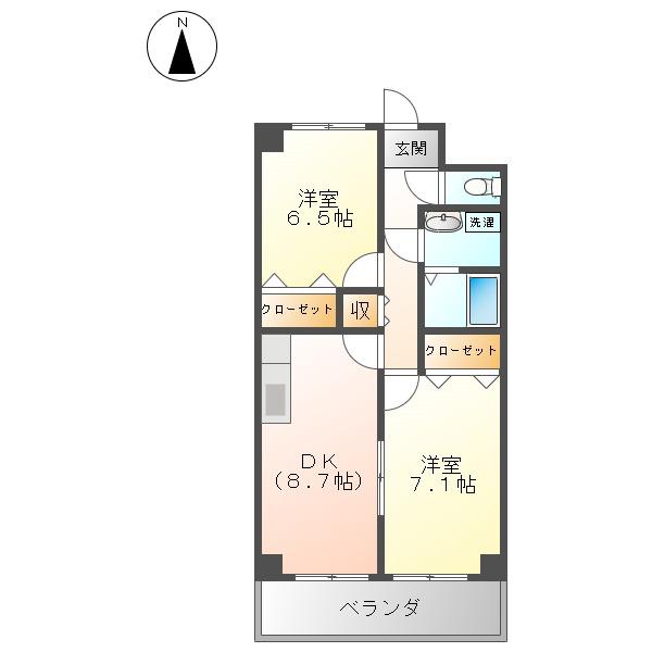 グリーンメゾン加藤(2DK/2階)の間取り写真