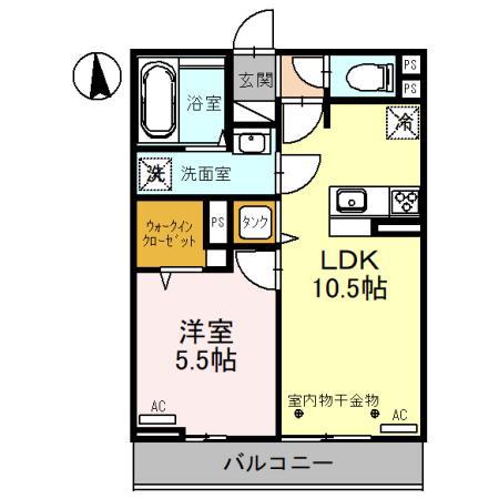 ALHAMBRA DEUX(1LDK/2階)の間取り写真