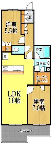 日神パレステージ籠原(2LDK/5階)の間取り写真