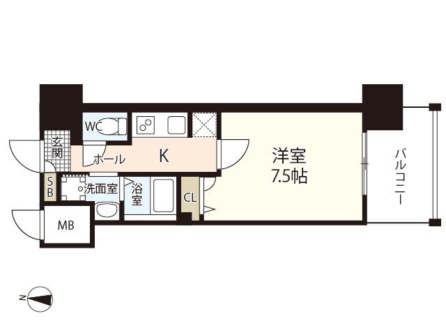 S-RESIDENCE国泰寺町一丁目(1K/15階)の間取り写真