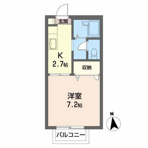ベルパイン(1K/2階)の間取り写真