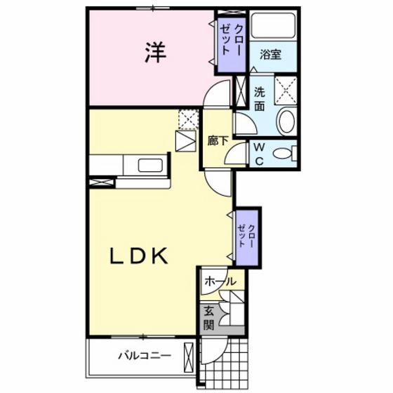 ジェルメプロムナードA(1LDK/1階)の間取り写真