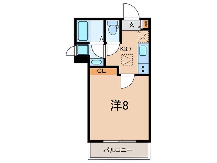 シルクハイツ サン&K(1K/1階)の間取り写真
